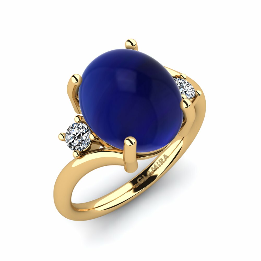 Or Jaune 18k Saphir Cabochon Bague Ephrata
