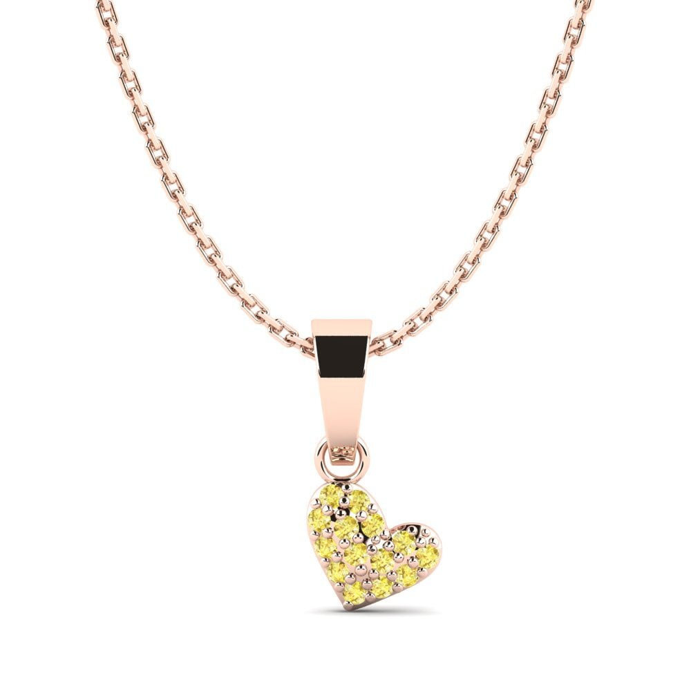 14k Oro Rosa Zafiro amarillo Colgante Epidendrum Daughter