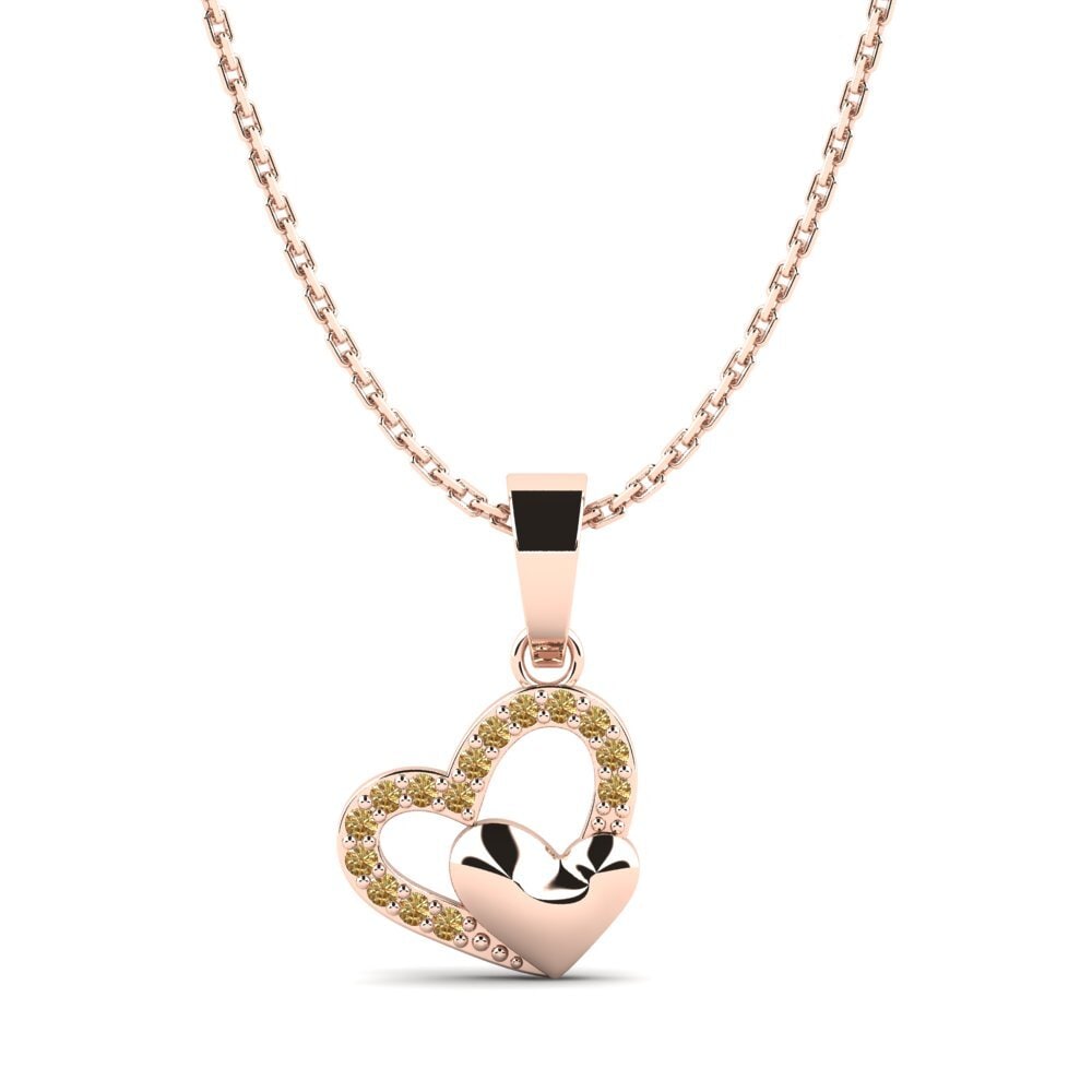 14ct Rose Gold Brown Diamond Women's Pendant Epidendrum Mother