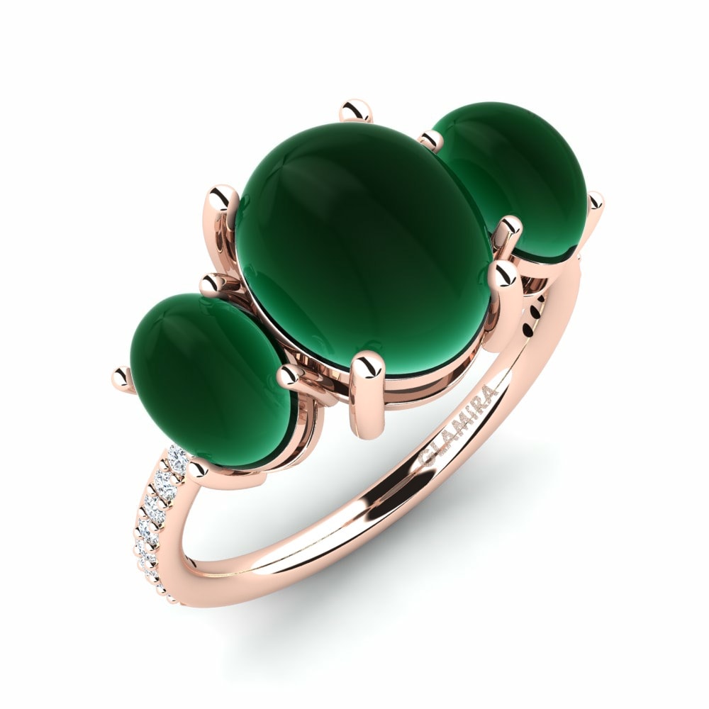 Cabochon Rings Era 585 Rose Gold Emerald (Lab Created)
