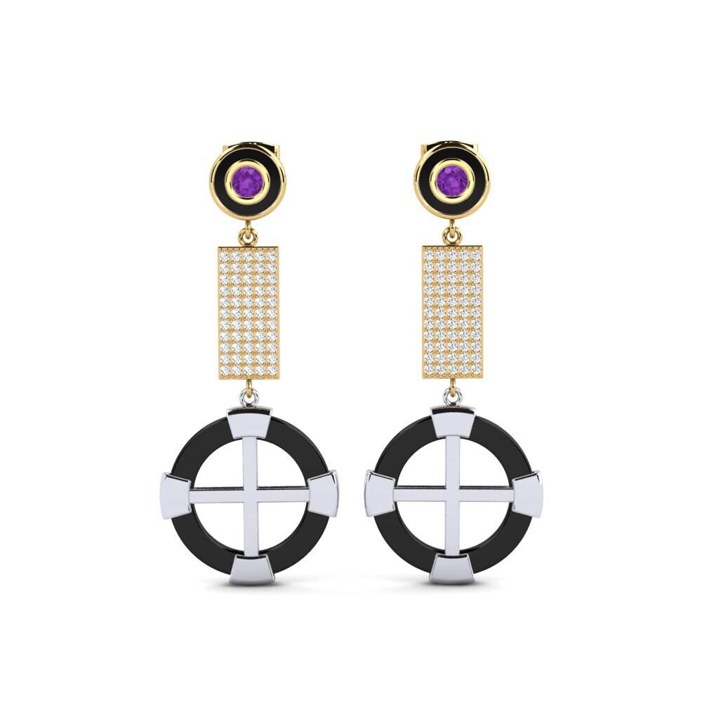 9ct Yellow & White Gold Amethyst Women's Earring Erald