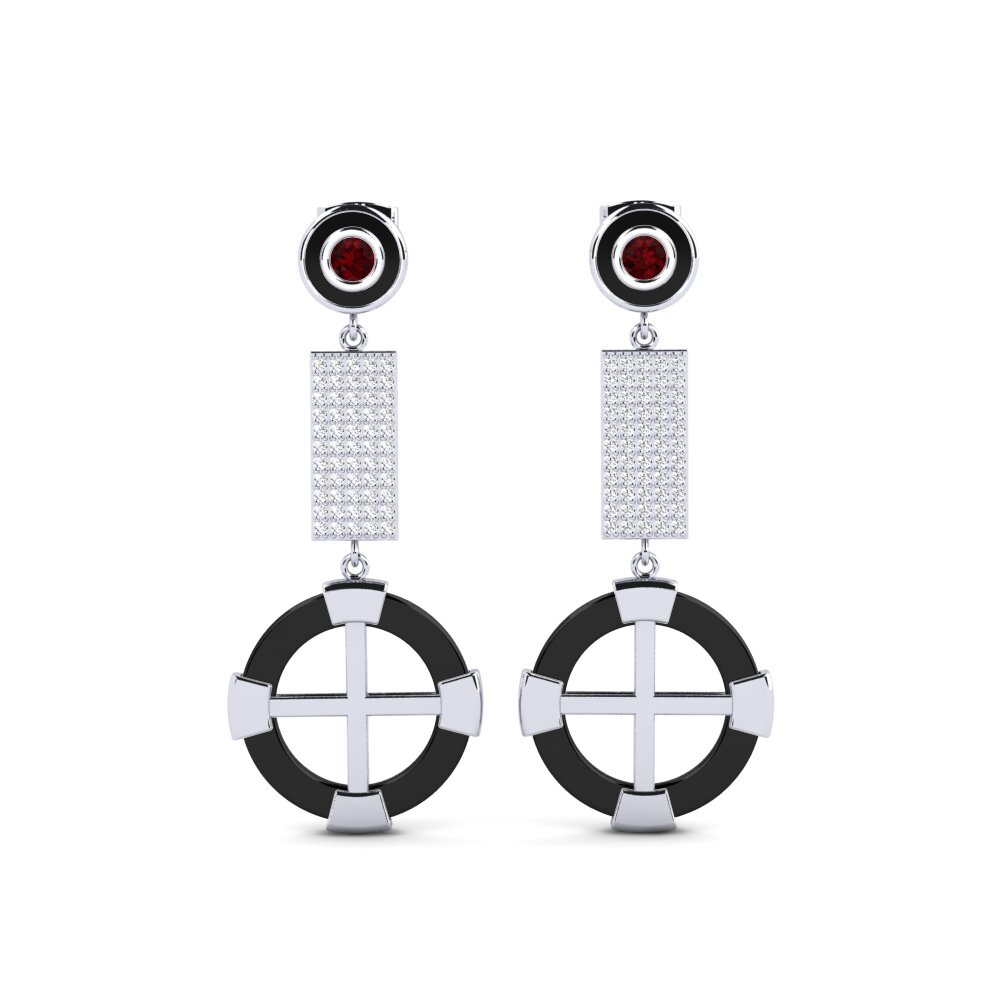 950 Platinum Garnet Women's Earring Erald