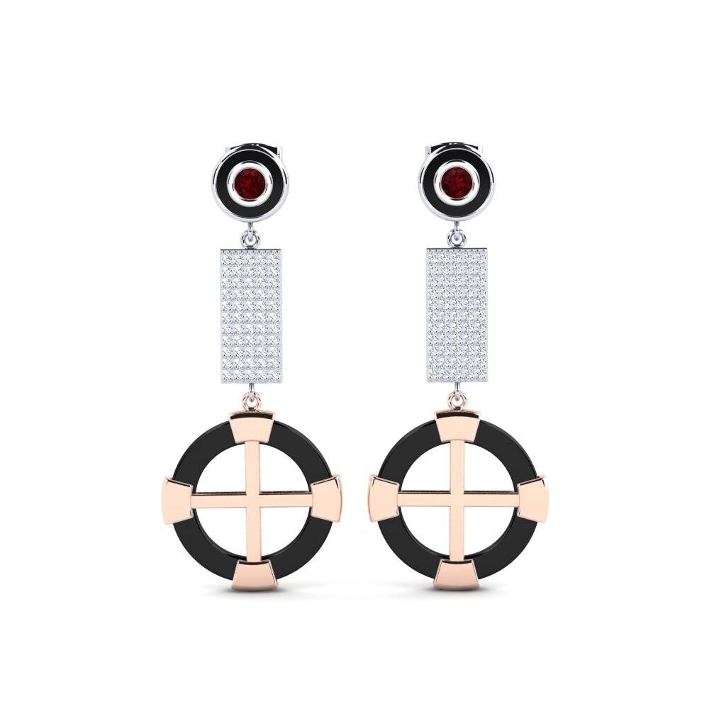 14ct White & Rose Gold Garnet Women's Earring Erald