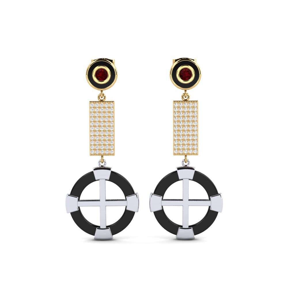 14ct Yellow & White Gold Garnet Women's Earring Erald