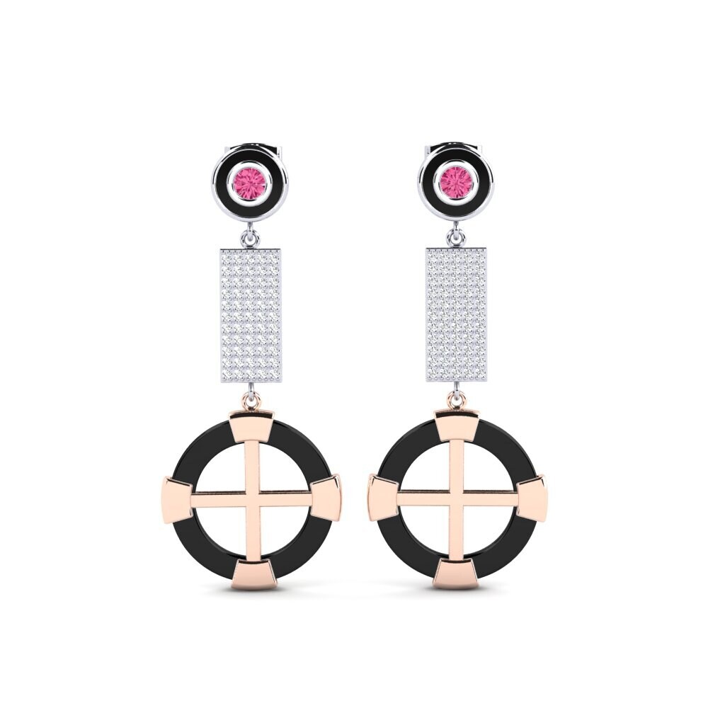 14ct White & Rose Gold Pink Tourmaline Women's Earring Erald