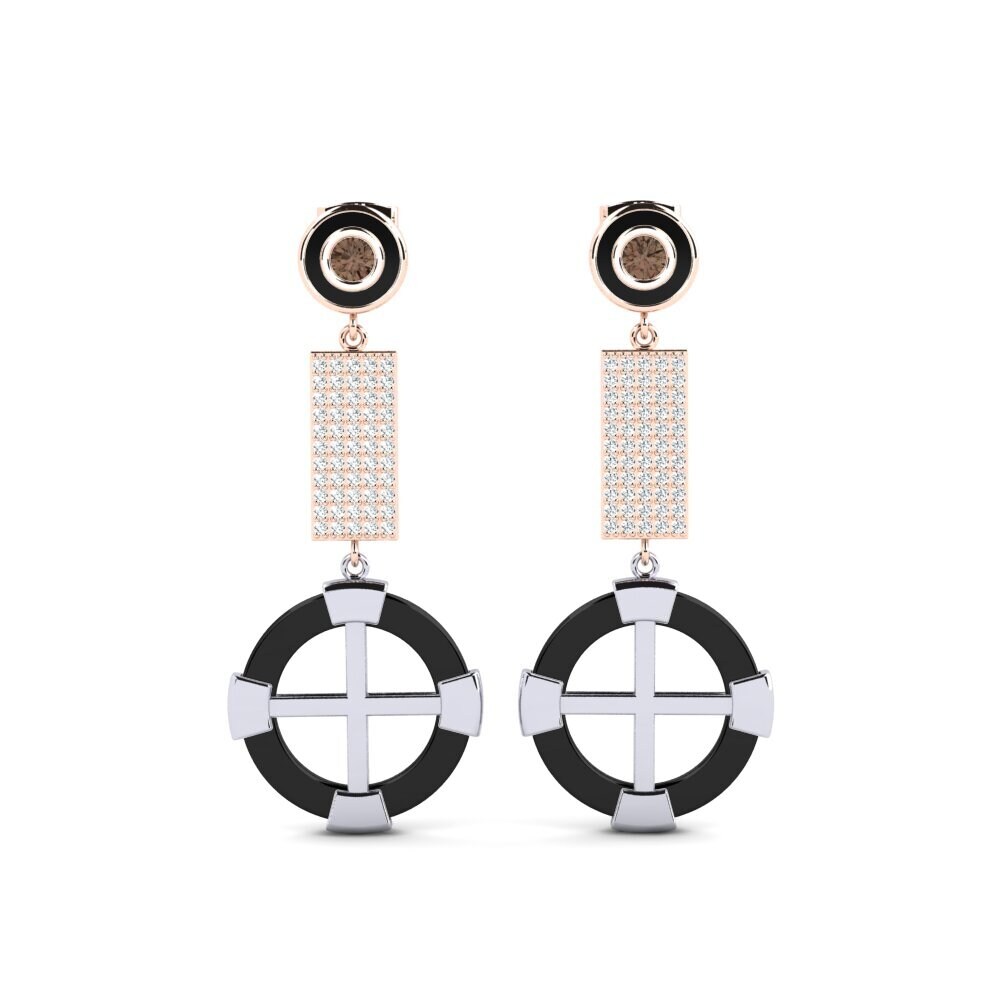 14ct Rose & White Gold Smoky Quartz Women's Earring Erald