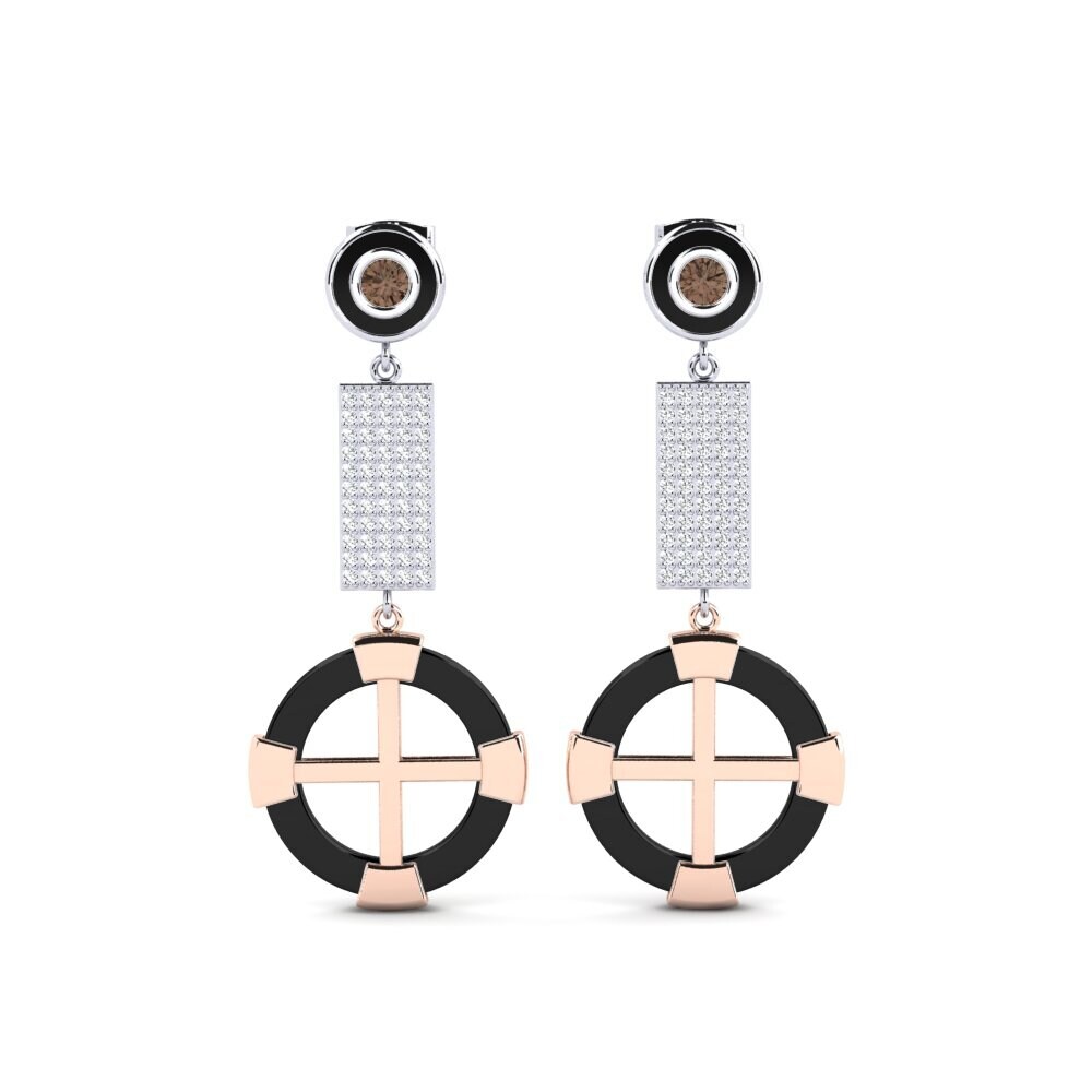 14ct White & Rose Gold Smoky Quartz Women's Earring Erald