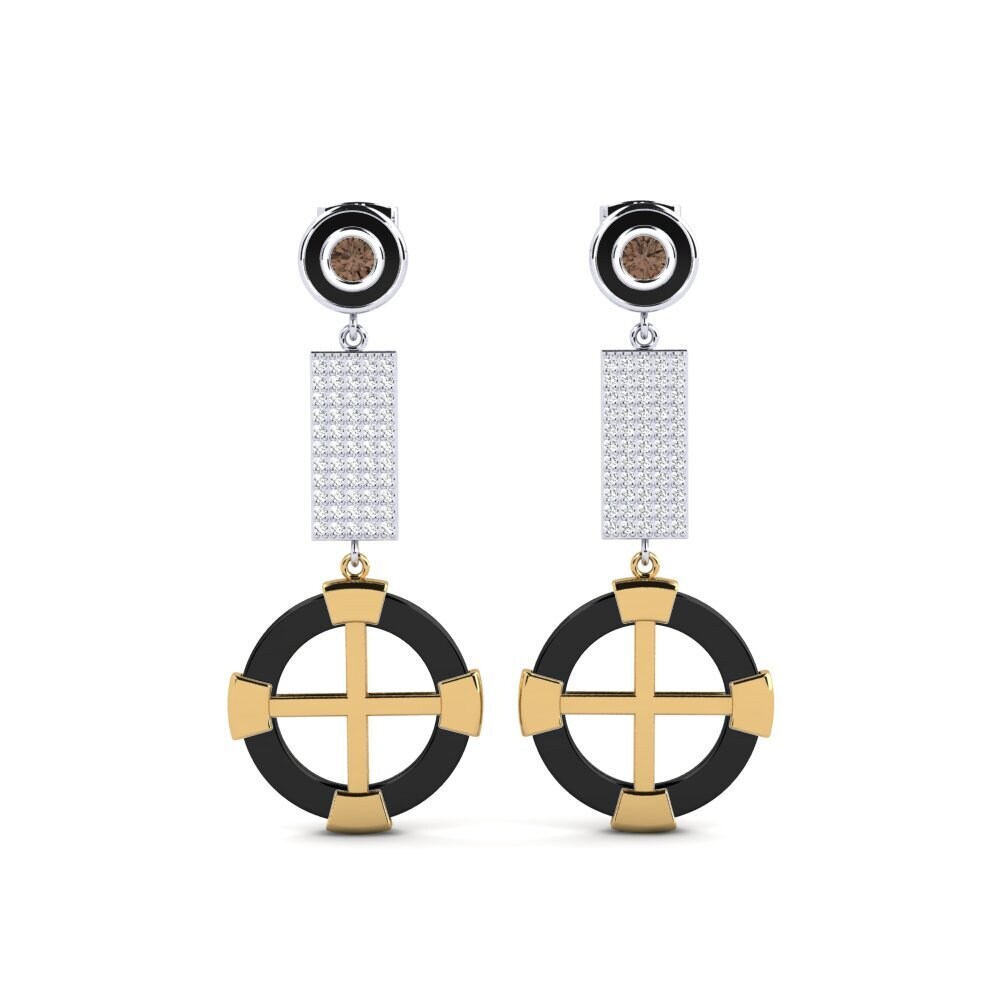 9ct White & Yellow Gold Smoky Quartz Women's Earring Erald