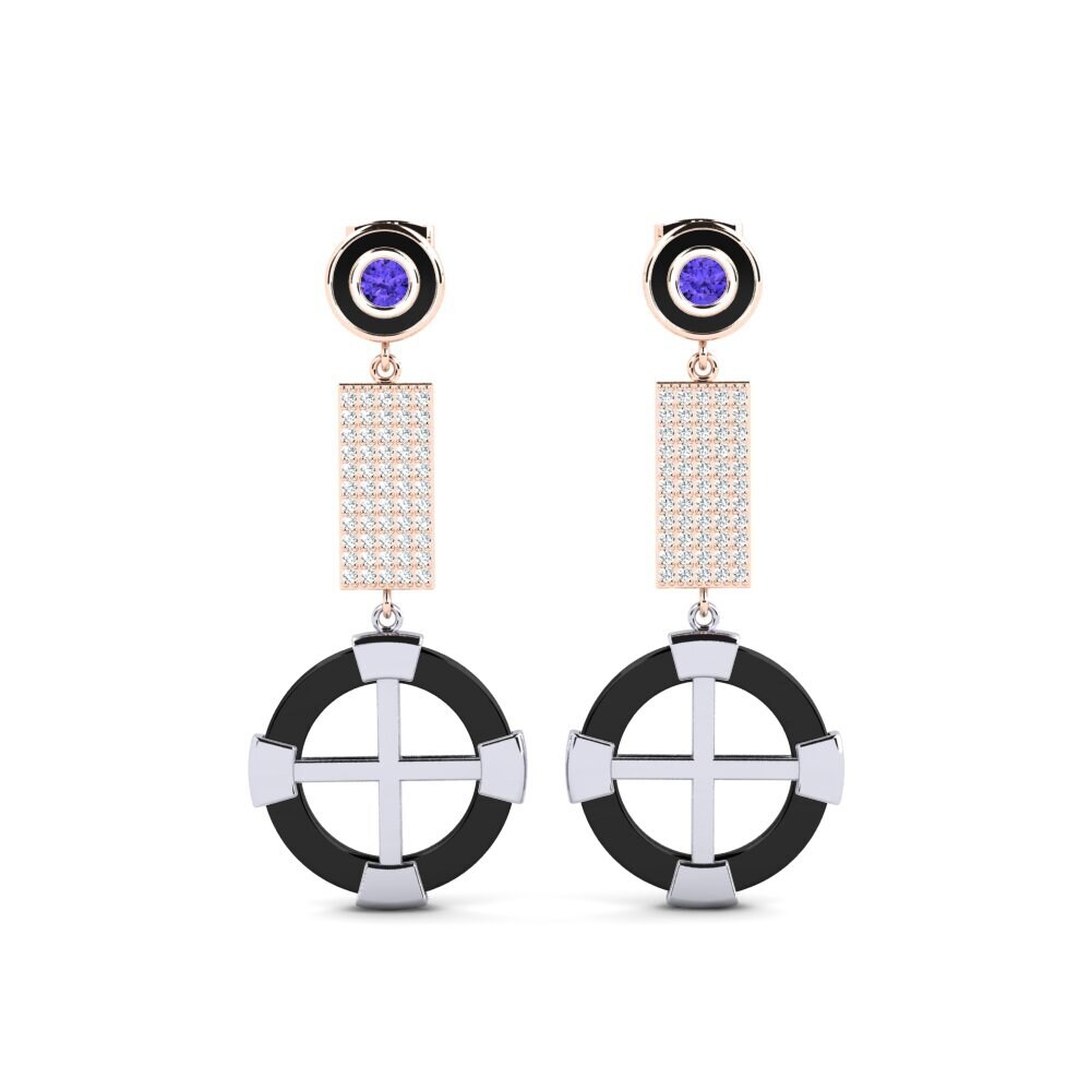 14ct Rose & White Gold Tanzanite Women's Earring Erald