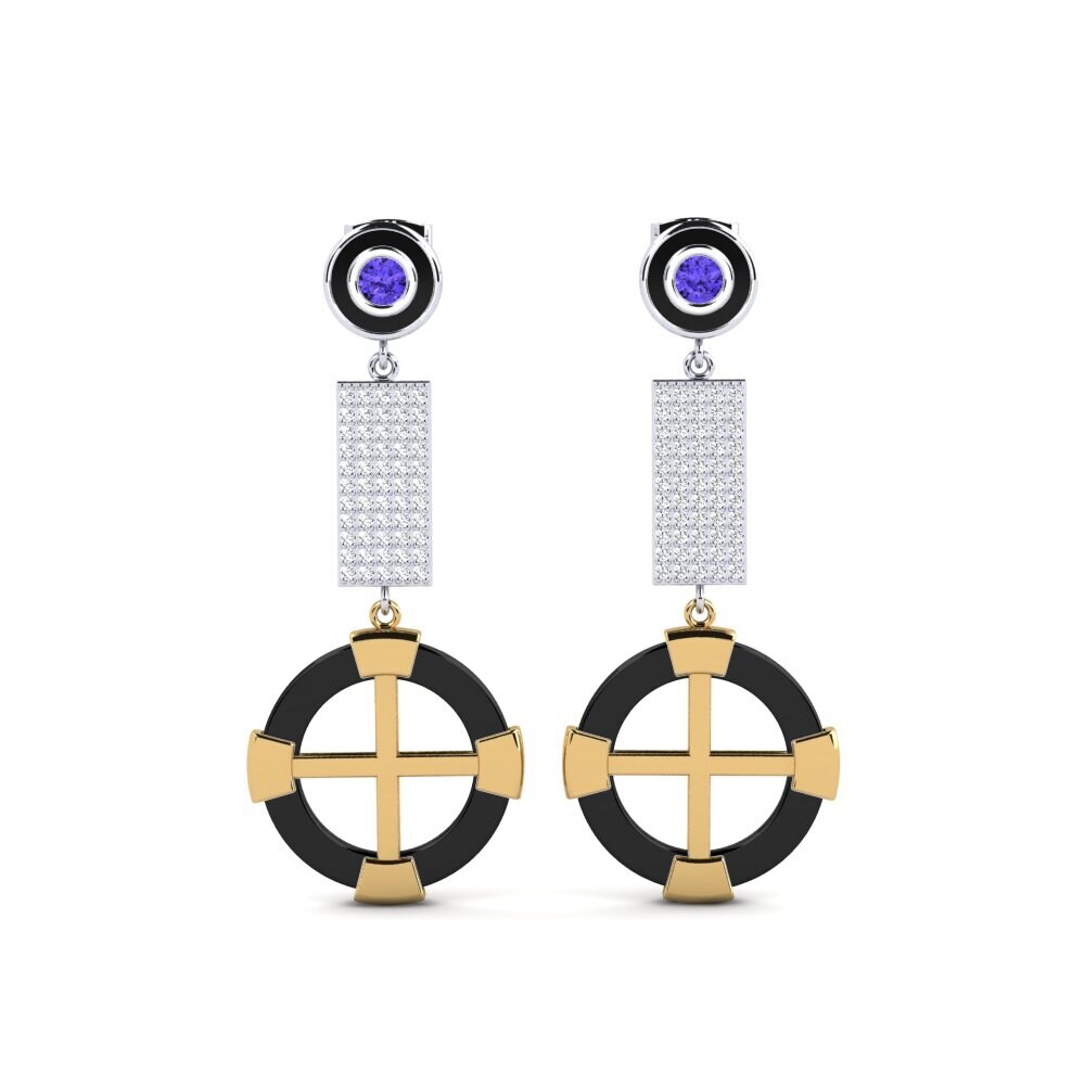 14ct White & Yellow Gold Tanzanite Women's Earring Erald