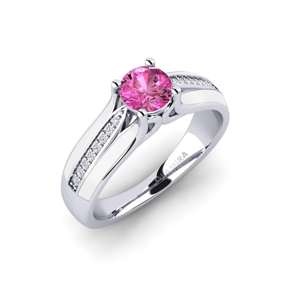950 Palladium Pink Topaz Engagement Ring Basilia