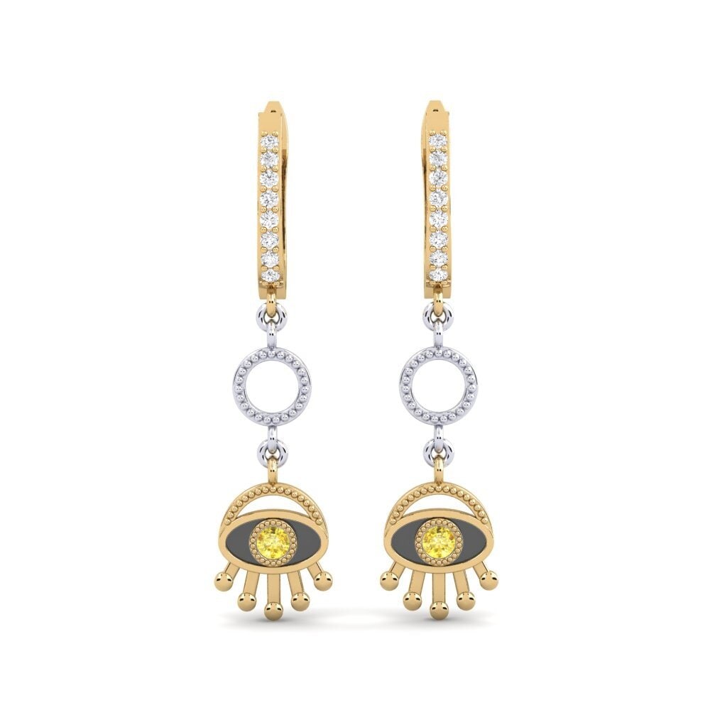 14ct Yellow / White Gold Yellow Sapphire Women's Earring Eretto