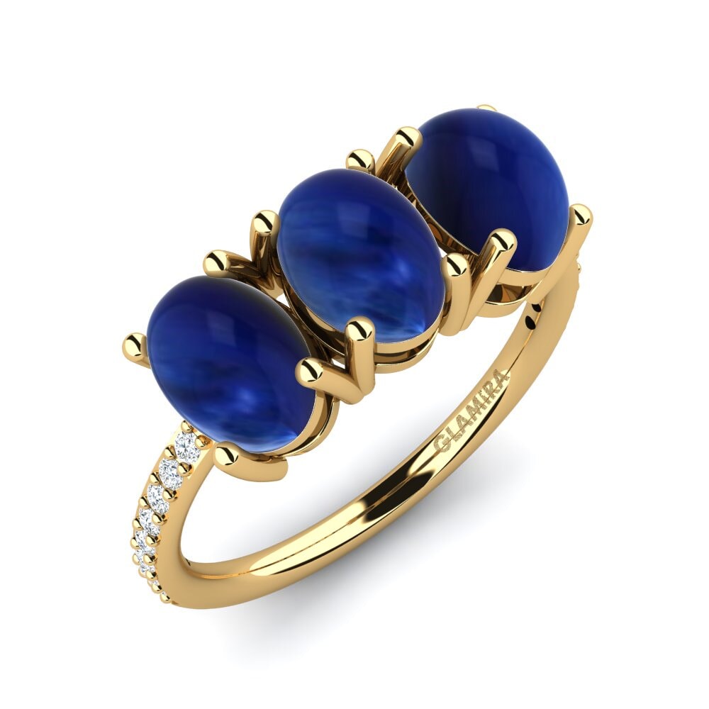 18k Oro Amarillo Zafiro Cabujón Anillo Erga