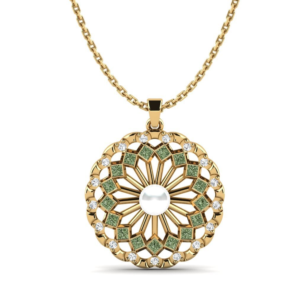 Gelbgold 375 Grüner Diamant Damen anhänger Ergnyons