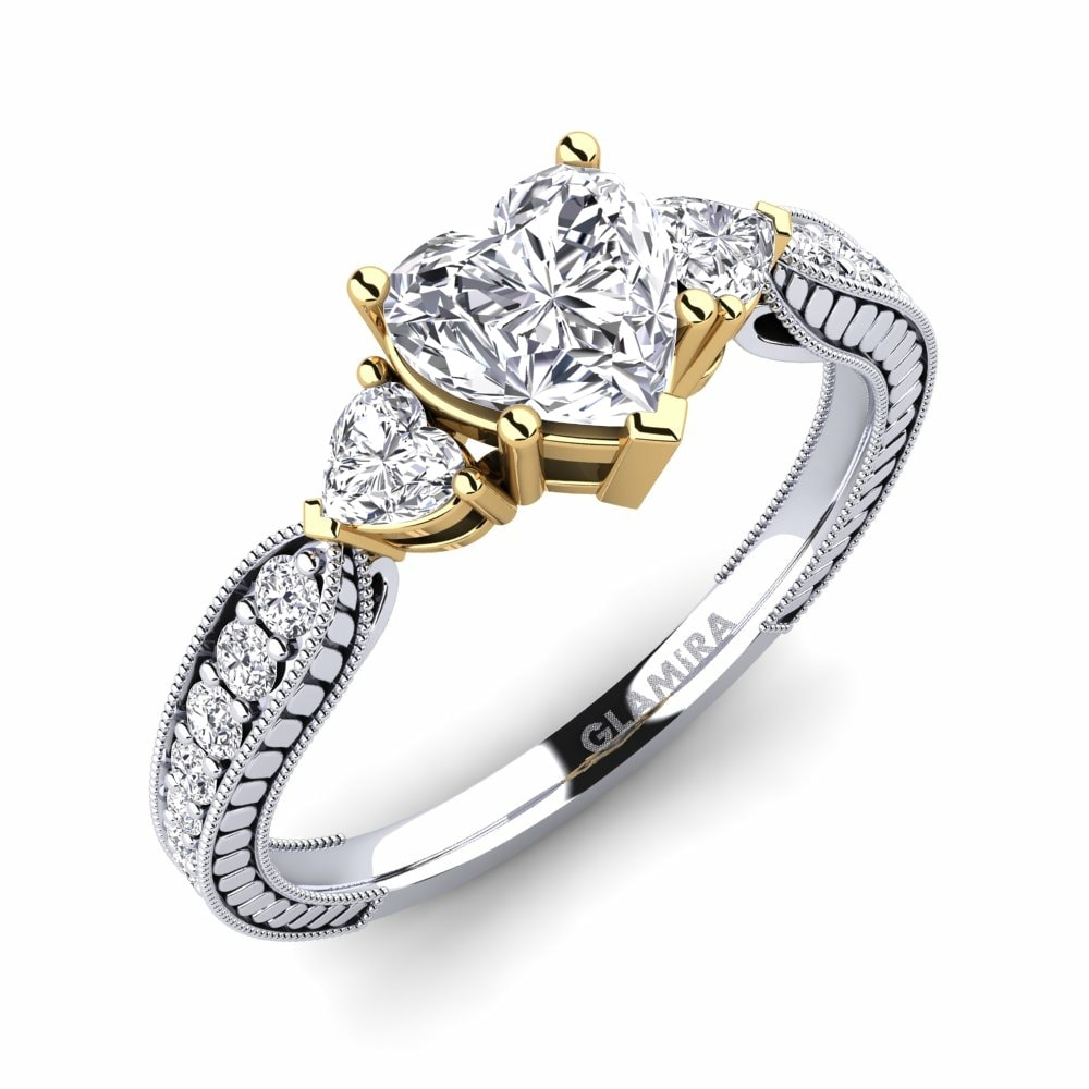 9k White & Yellow Gold Engagement Ring Erica