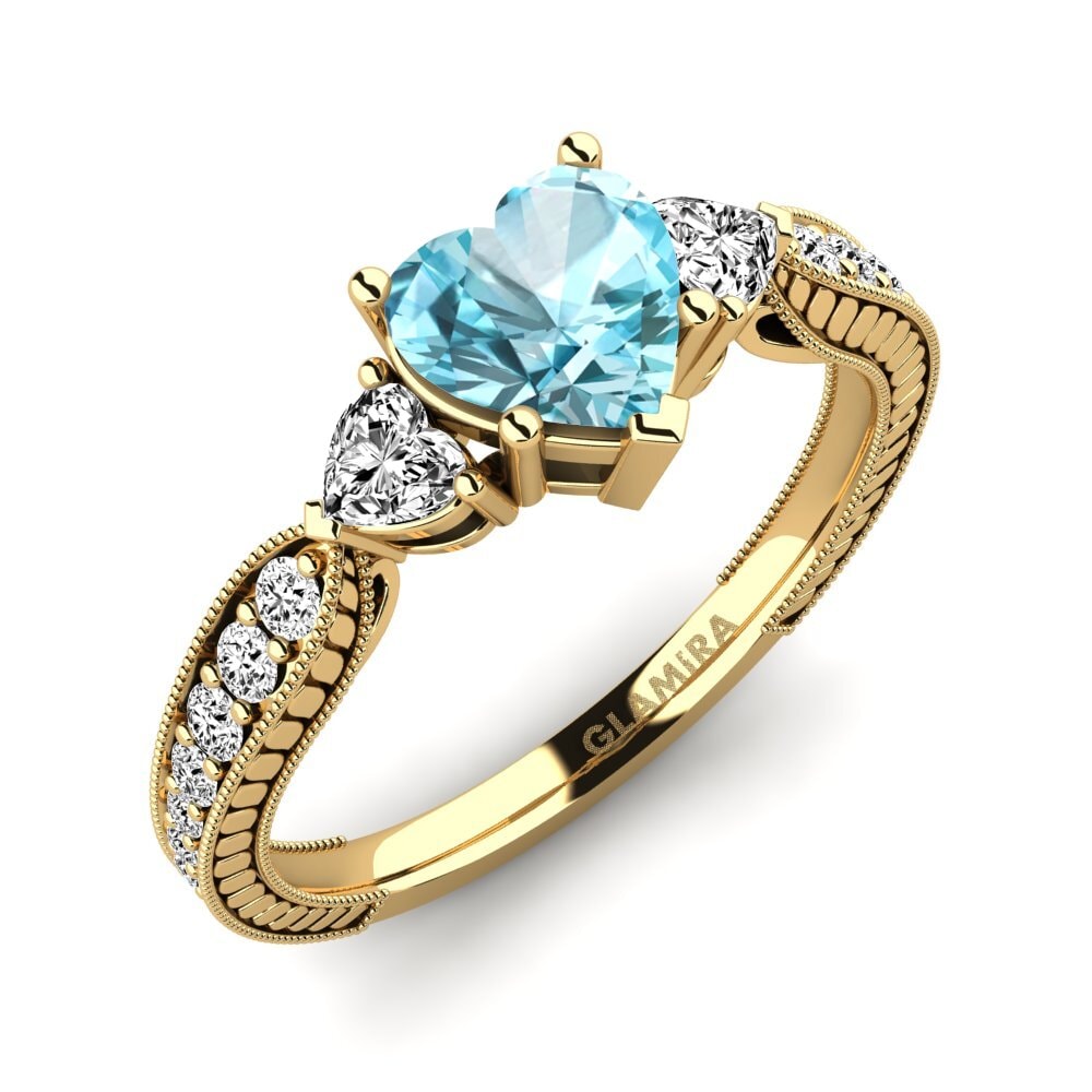 14ct Yellow Gold Blue Zircon Engagement Ring Erica