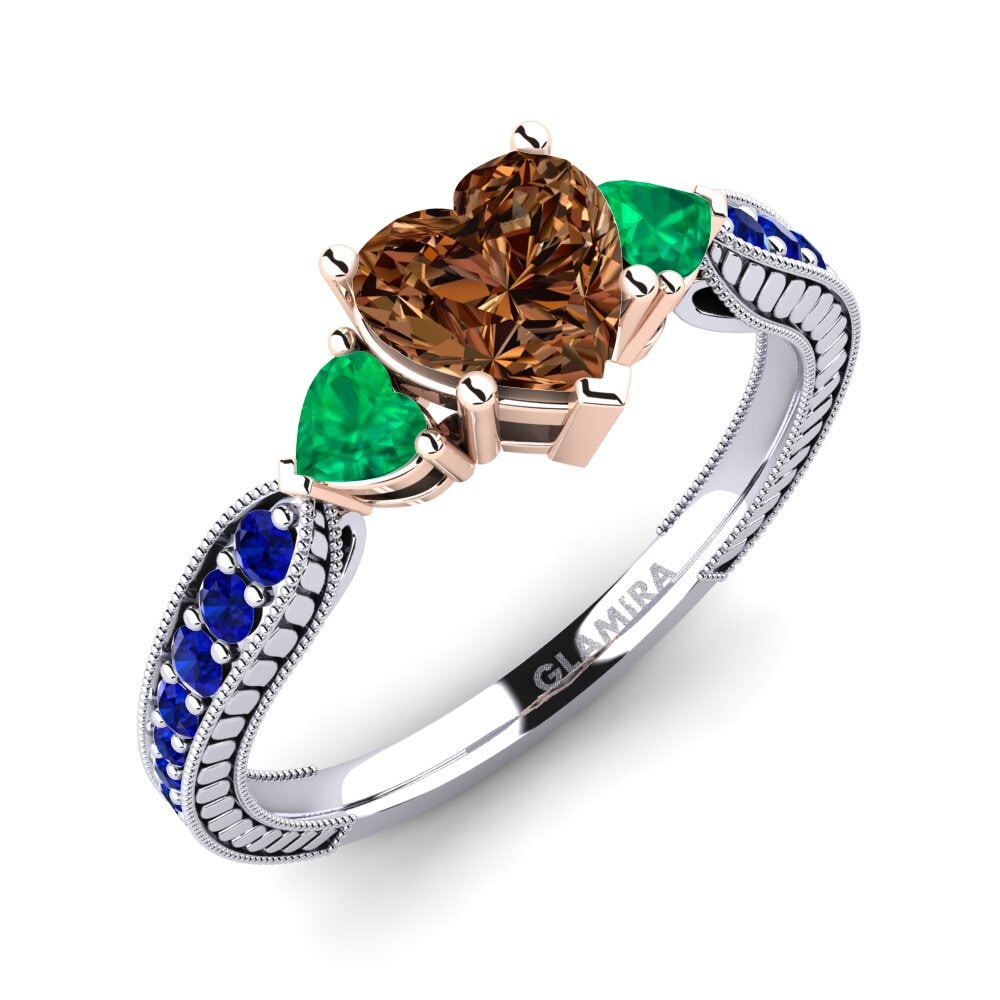 18K White & Rose Gold Brown Diamond Engagement Ring Erica