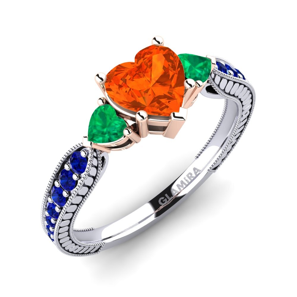 14K Wit & Rood Goud Vuur-Opal Verlovingsring Erica