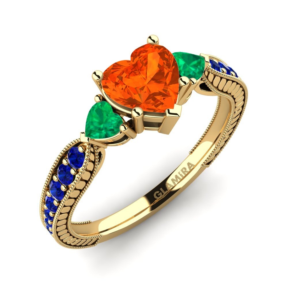 9ct Yellow Gold Fire Opal Engagement Ring Erica