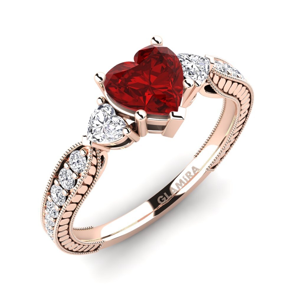 18ct Rose Gold Ruby (Lab Created) Engagement Ring Erica