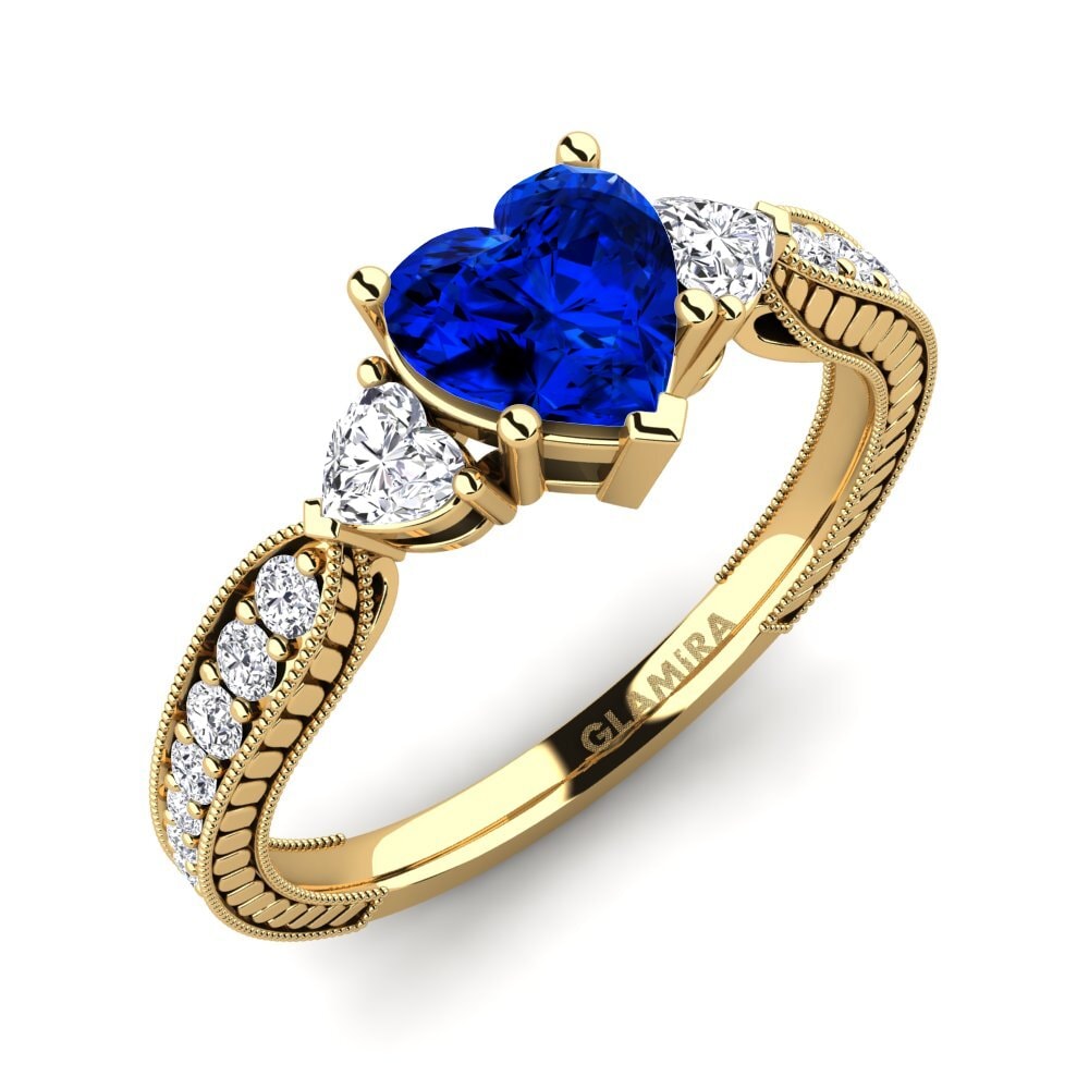 14ct Yellow Gold Sapphire (Lab Created) Engagement Ring Erica
