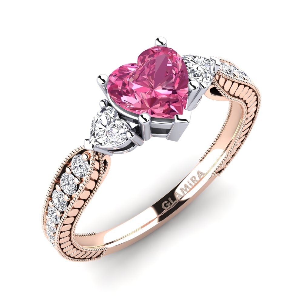 Or Rose & Blanc 14k Bague de fiançailles Erica
