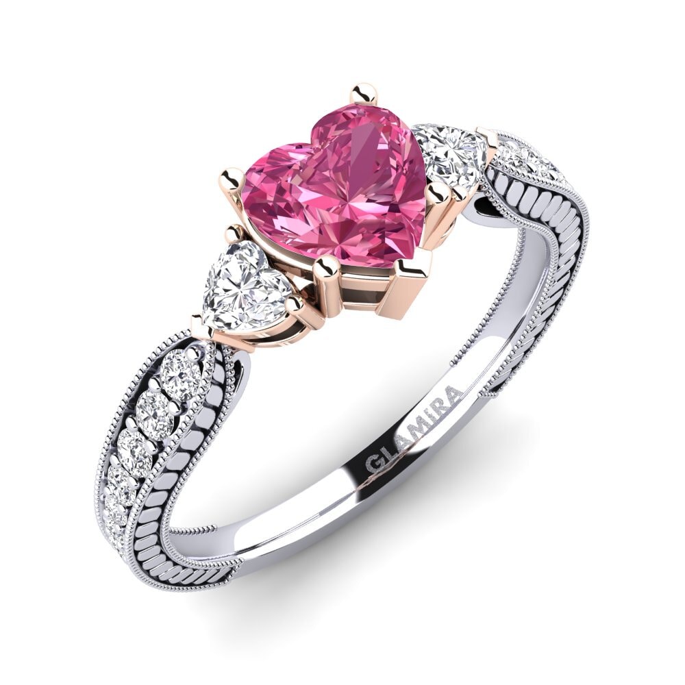 Or Blanc & Rose 14k Bague de fiançailles Erica