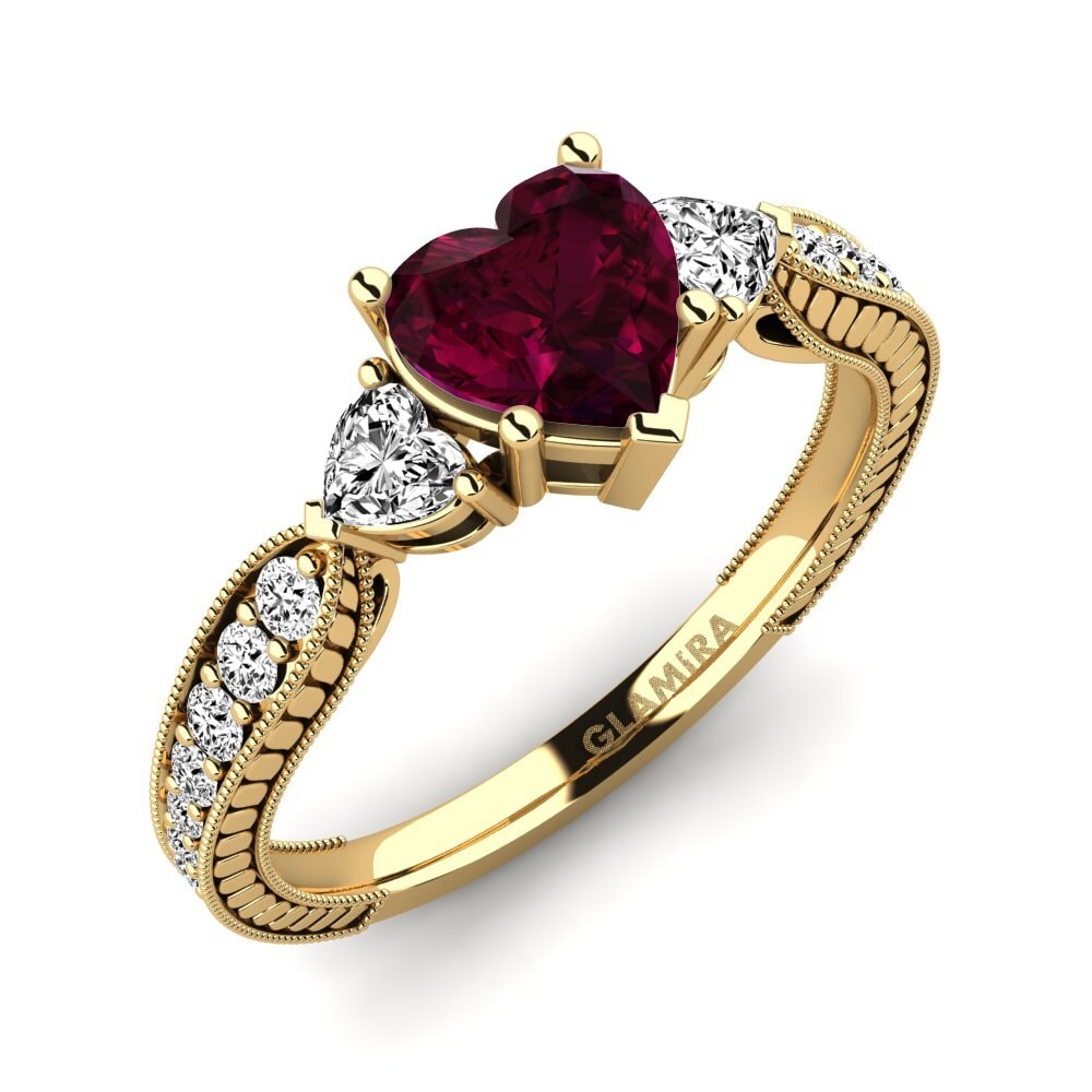 Oro Giallo 585 Granato Rodolite Anello di fidanzamento Erica