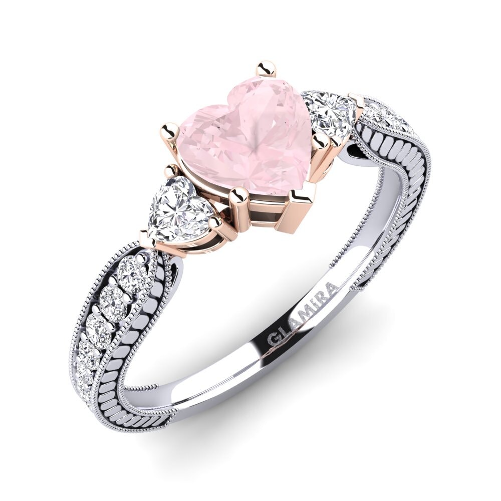 18ct White & Rose Gold Rose Quartz Engagement Ring Erica