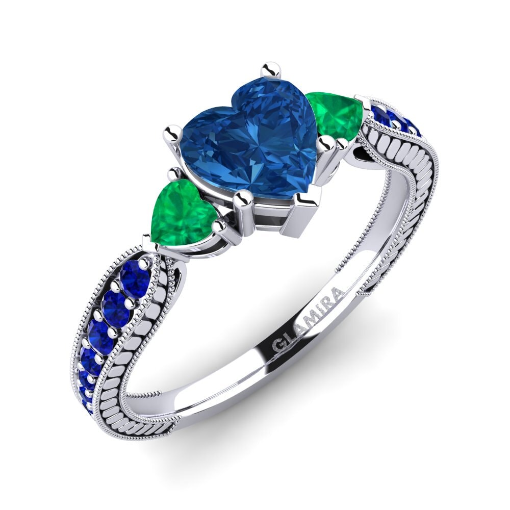 Dark Blue Zirconia Engagement Ring Erica
