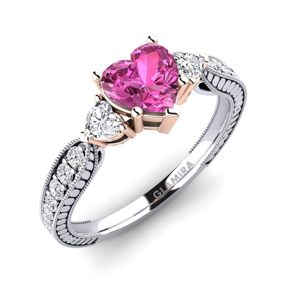 18ct White & Rose Gold Pink Topaz Engagement Ring Erica