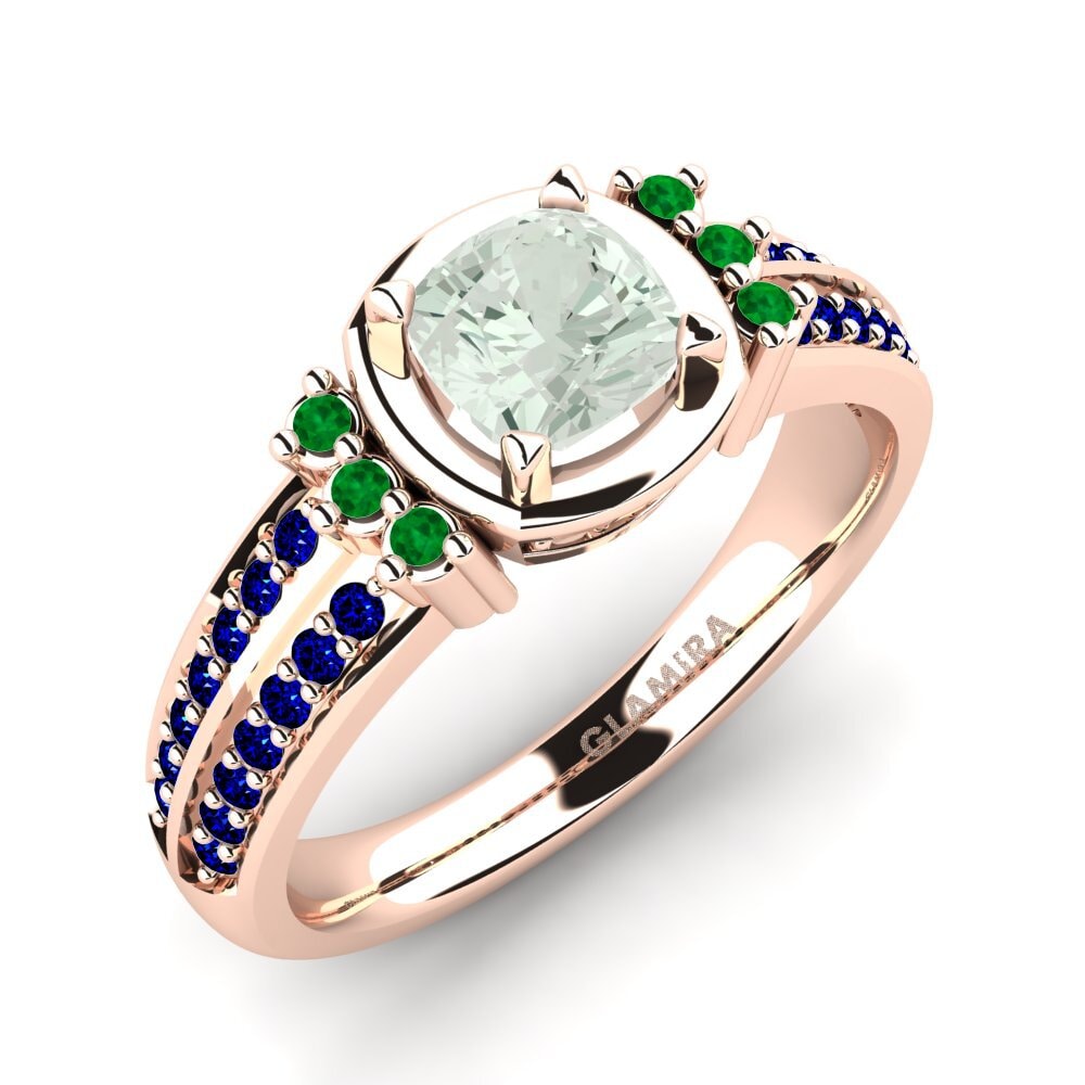 18k Oro Rosa Amatista verde Anillo de compromiso Ericeira