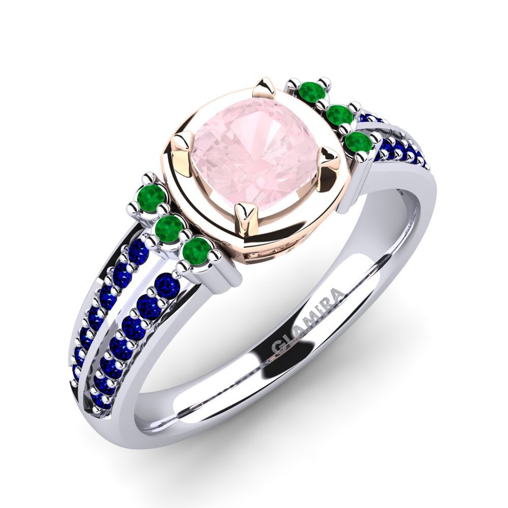 18K White & Rose Gold Rose Quartz Engagement Ring Ericeira