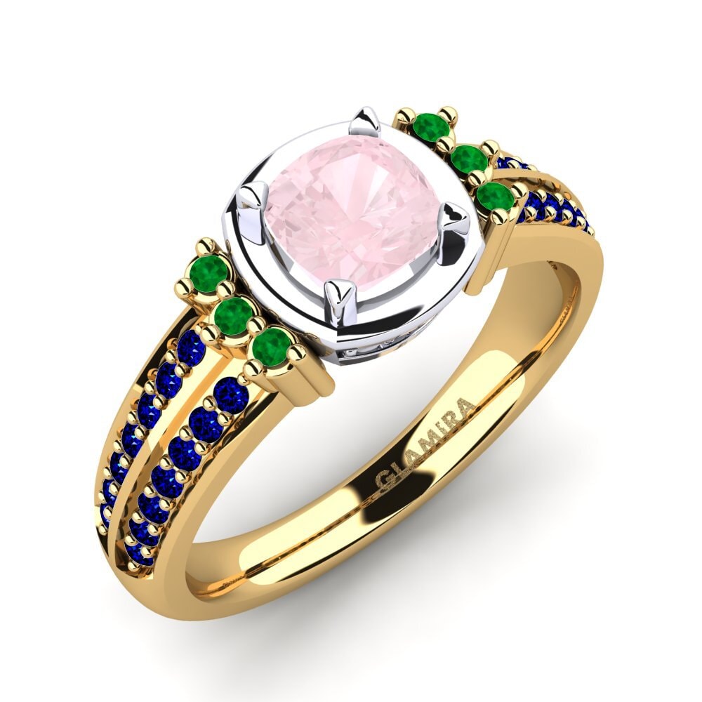 18K Yellow & White Gold Rose Quartz Engagement Ring Ericeira