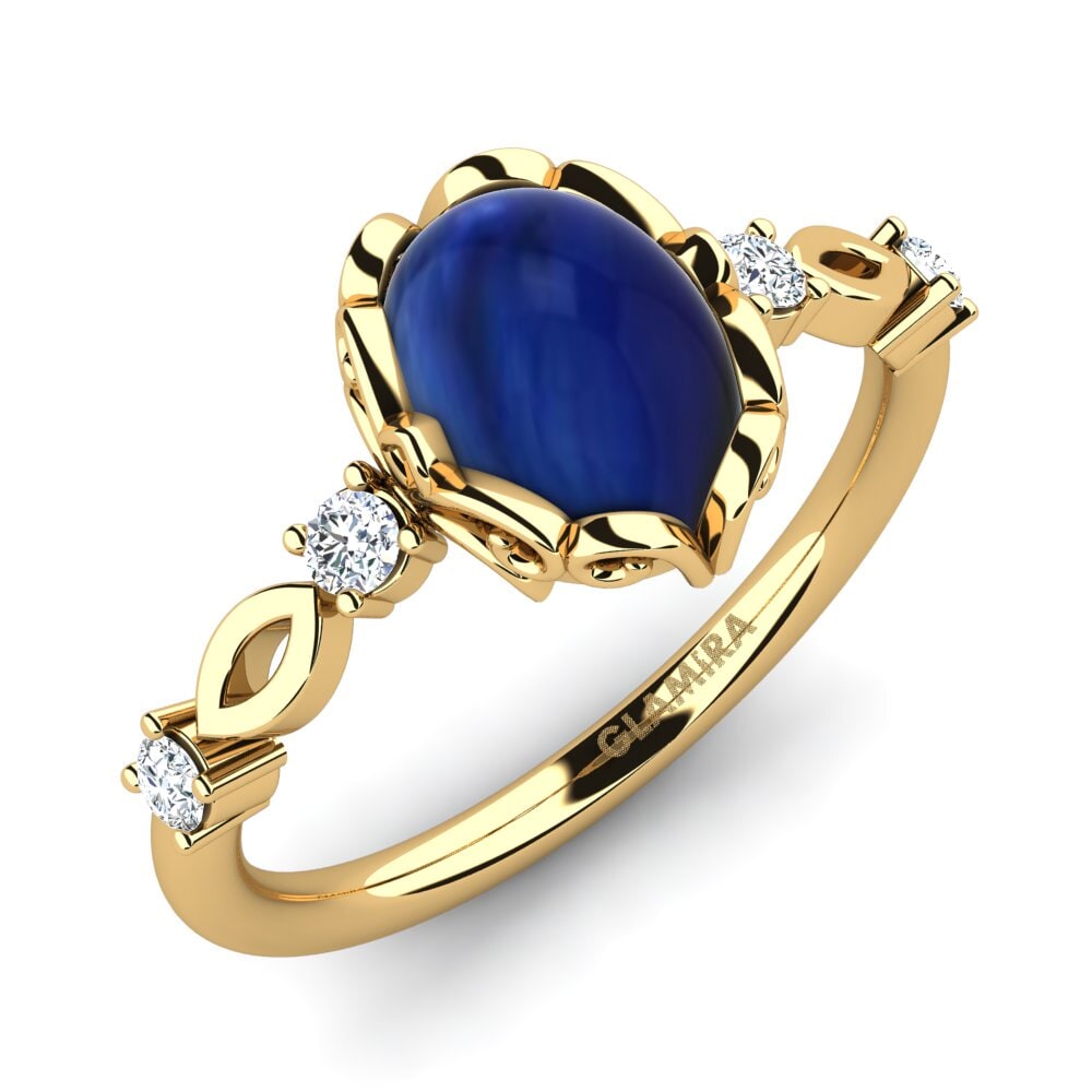 18k Oro Amarillo Zafiro Cabujón Anillo Erlene