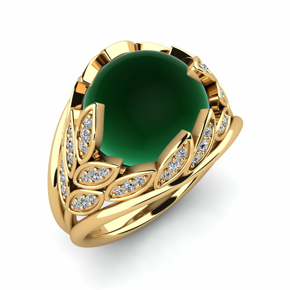 Or Jaune 18k Émeraude Cabochon Bague Erletta