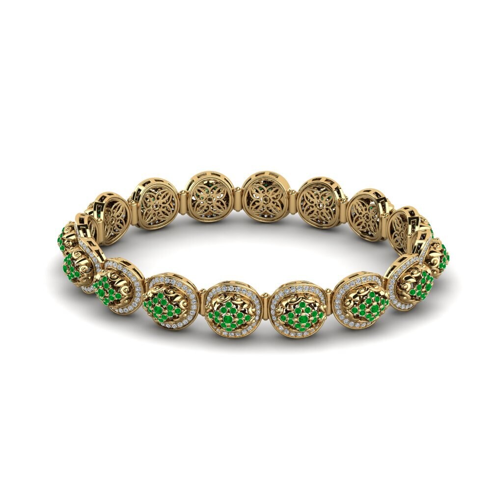 14k Oro Amarillo Esmeralda Pulsera de Mujer Ermenhilda