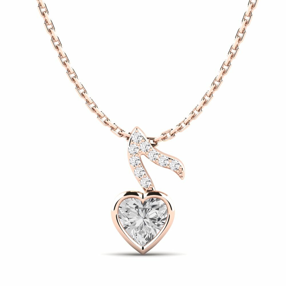 Heart Necklaces GLAMIRA Pendant Ermo 585 Rose Gold White Sapphire