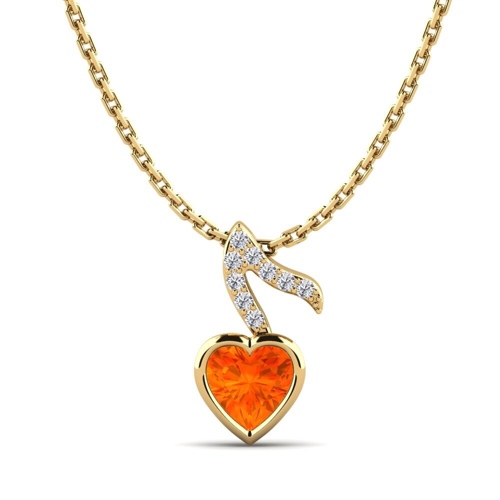 14k Yellow Gold Orange Sapphire Women's Pendant Ermo