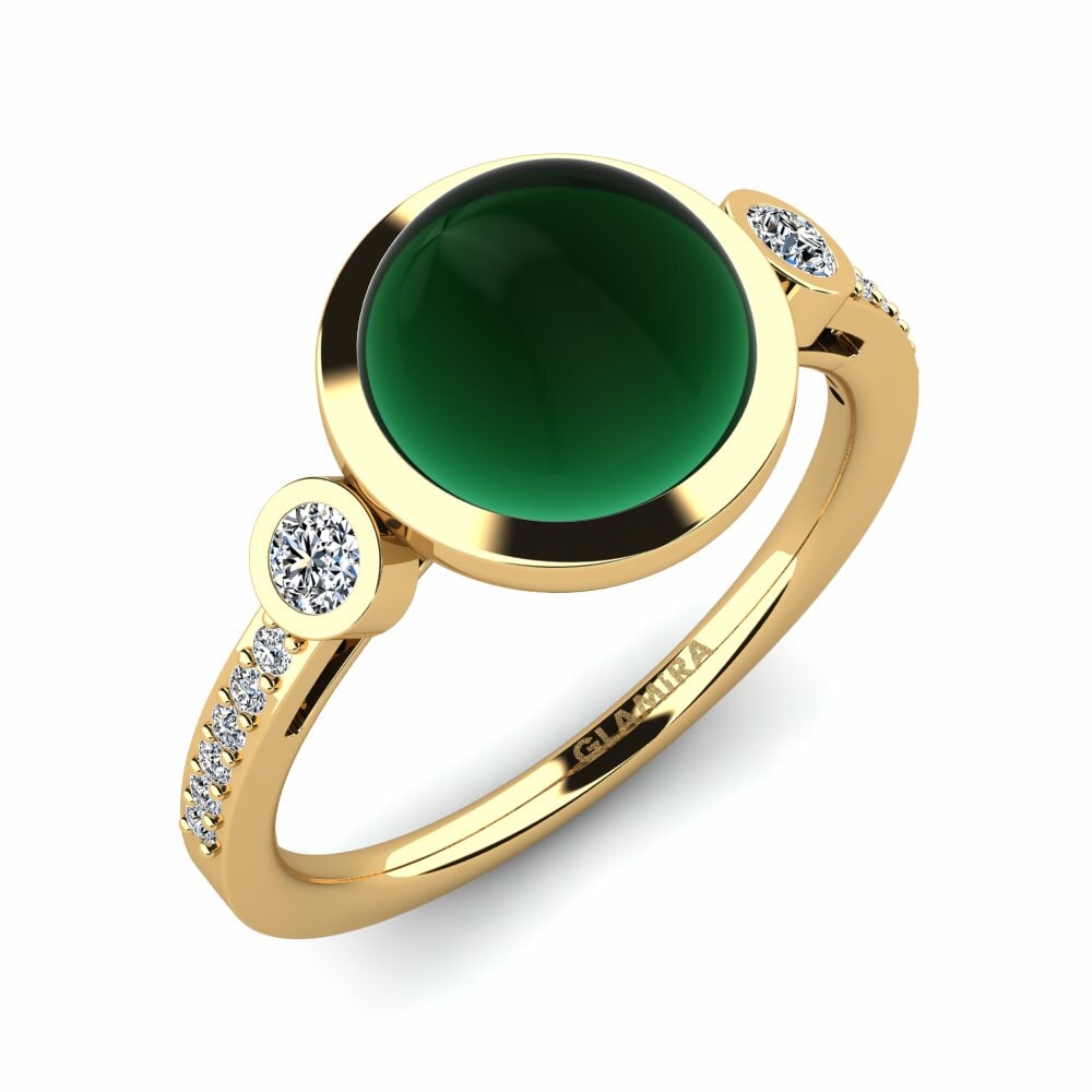 Or Jaune 18k Émeraude Cabochon Bague Ernaline