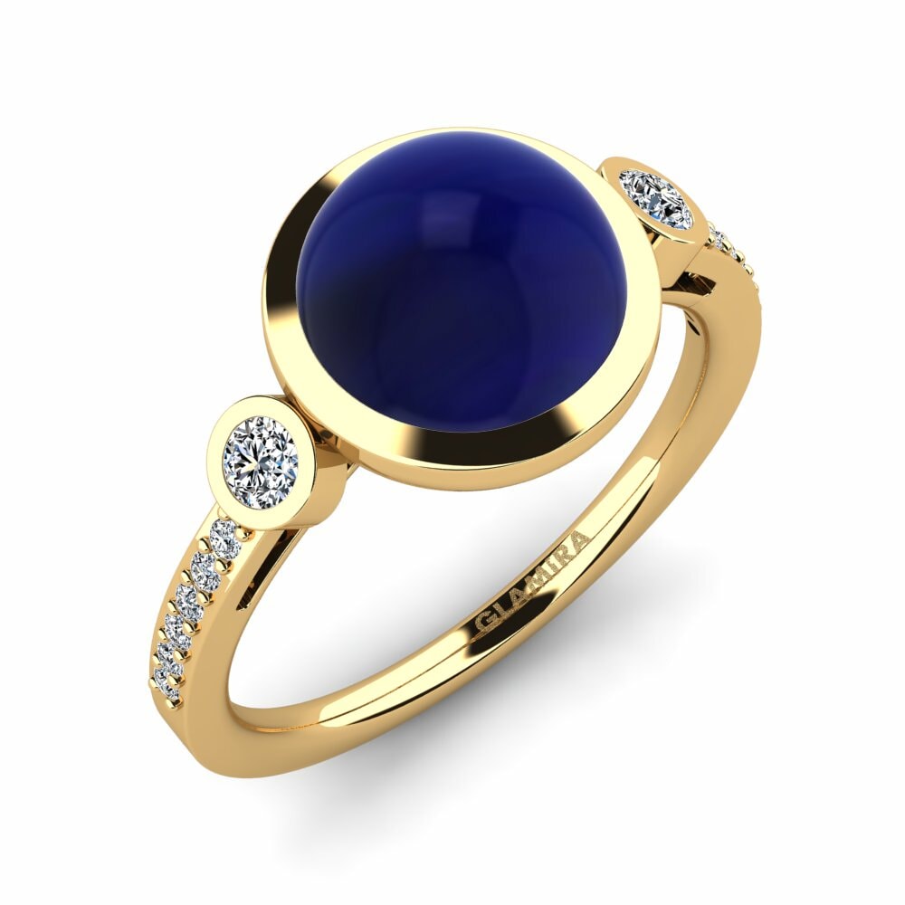 Or Jaune 18k Saphir Cabochon Bague Ernaline