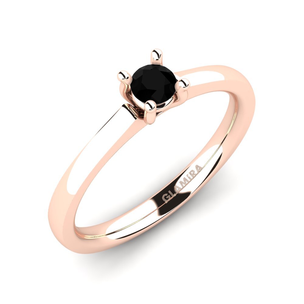 Rotgold 750 Schwarzer Onyx Damenring Ersilia