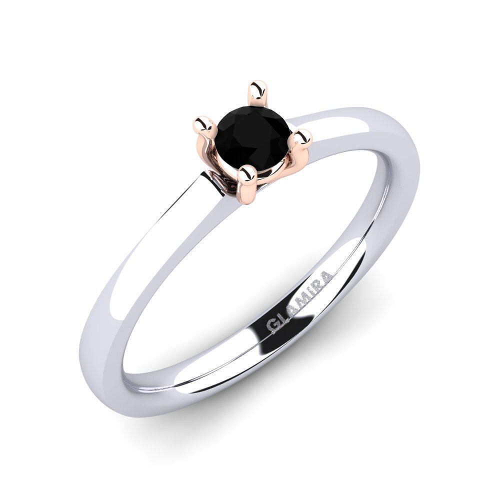 14K Wit & Rood Goud Zwarte Saffier Dames Ring Ersilia