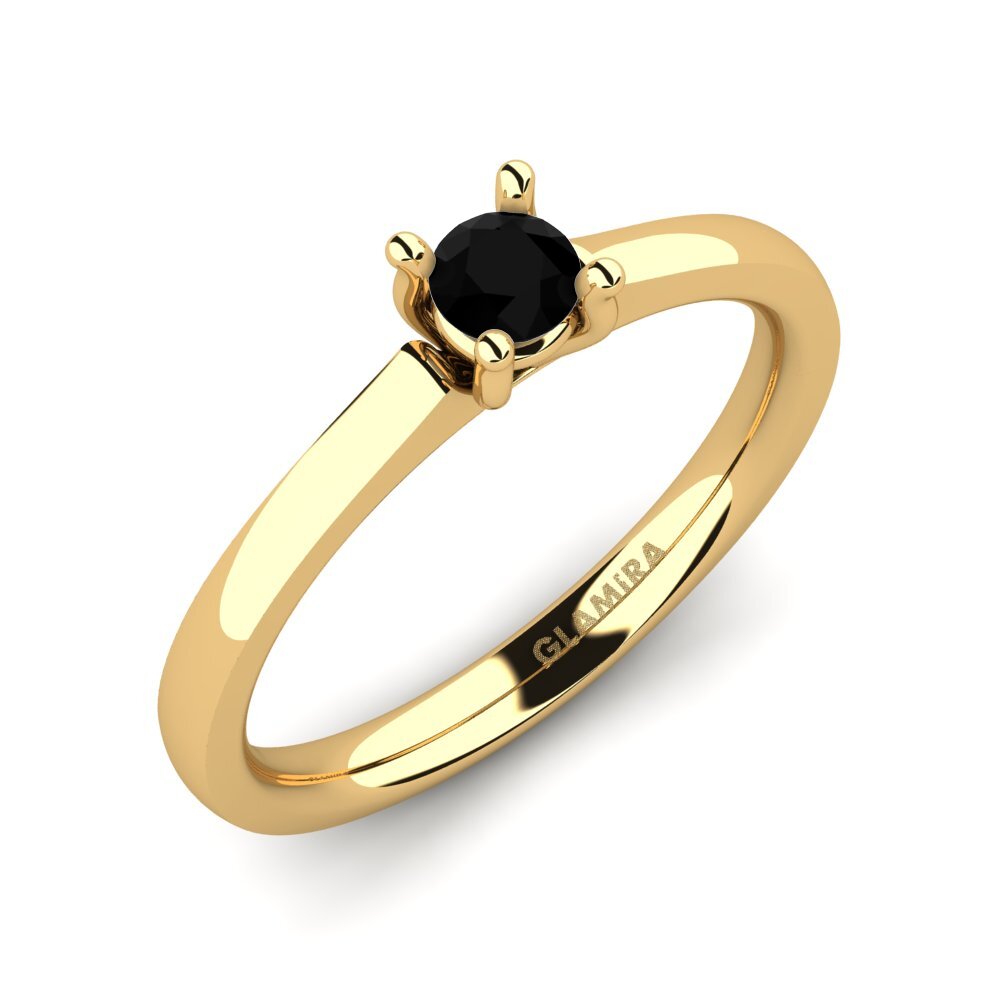 Or Jaune 585 Diamant Noir Bague pour femme Ersilia