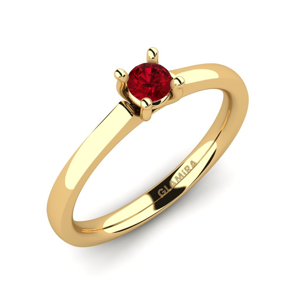 Oro Giallo 585 Zircone Rosso Anello da donna Ersilia