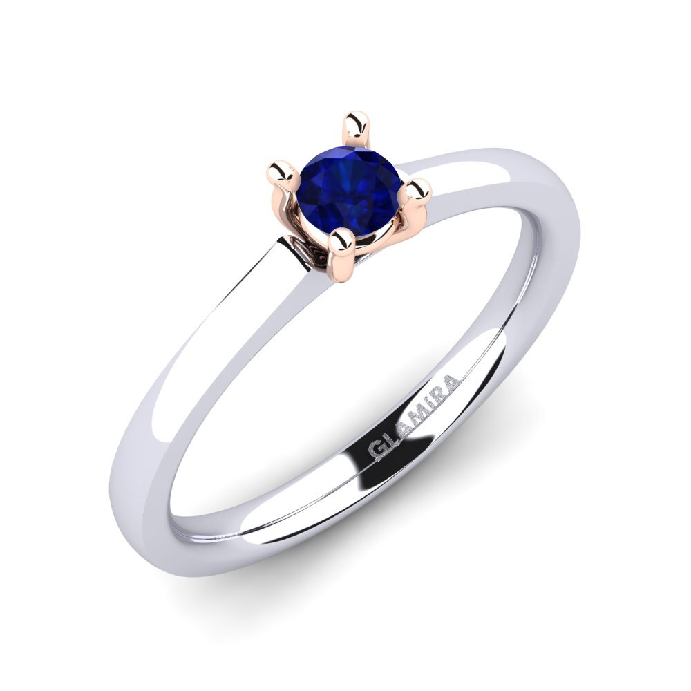 Oro Bianco & Rosso 375 Zaffiro Anello da donna Ersilia