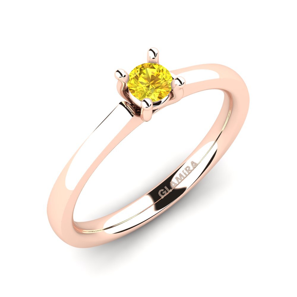 14k Oro Rosa Zafiro amarillo Anillo de Mujer Ersilia