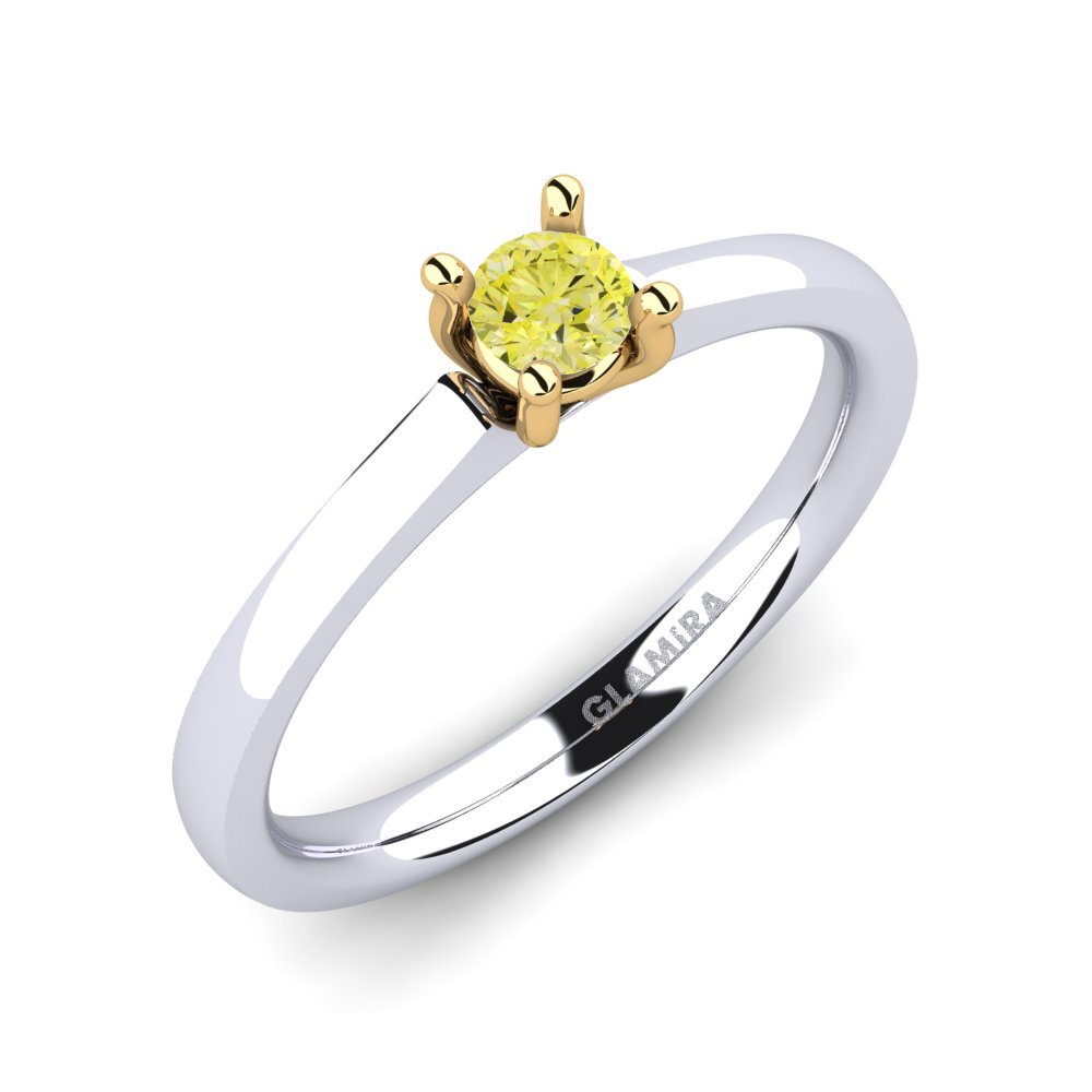 9K Wit & Geel Goud Gele Diamant Dames Ring Ersilia