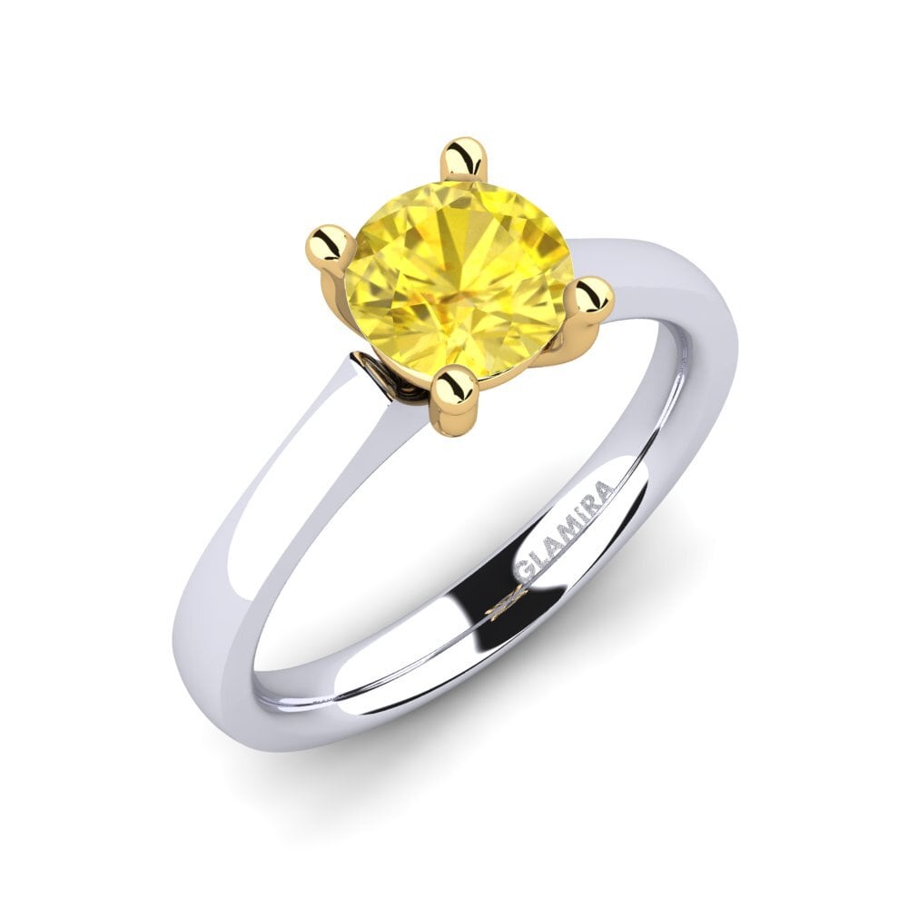 14ct White / Yellow Gold Yellow Sapphire Engagement Ring Ersilia 1.0 crt