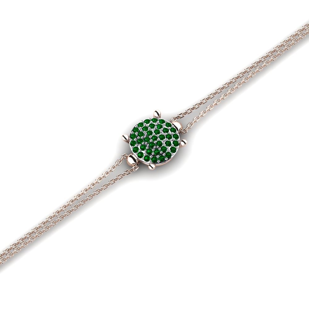 9ct Rose & White Gold Green Zirconia Women's Bracelet Erterew